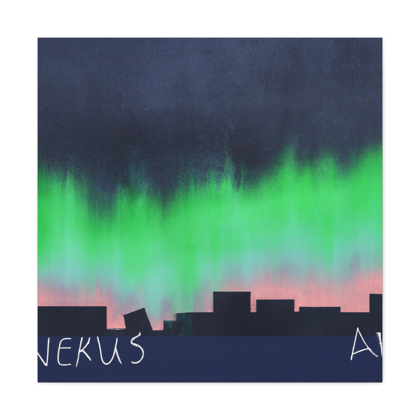 "Banksy-Inspired Aurora Borealis Canvas Print" by PenPencilArt