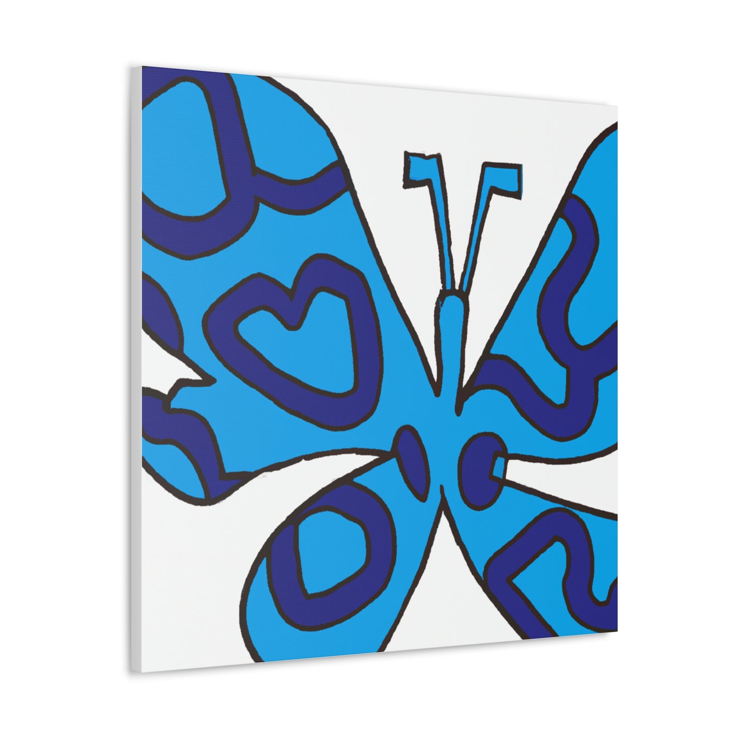 "Keith Haring-Inspired Blue Butterfly Canvas Print" by PenPencilArt