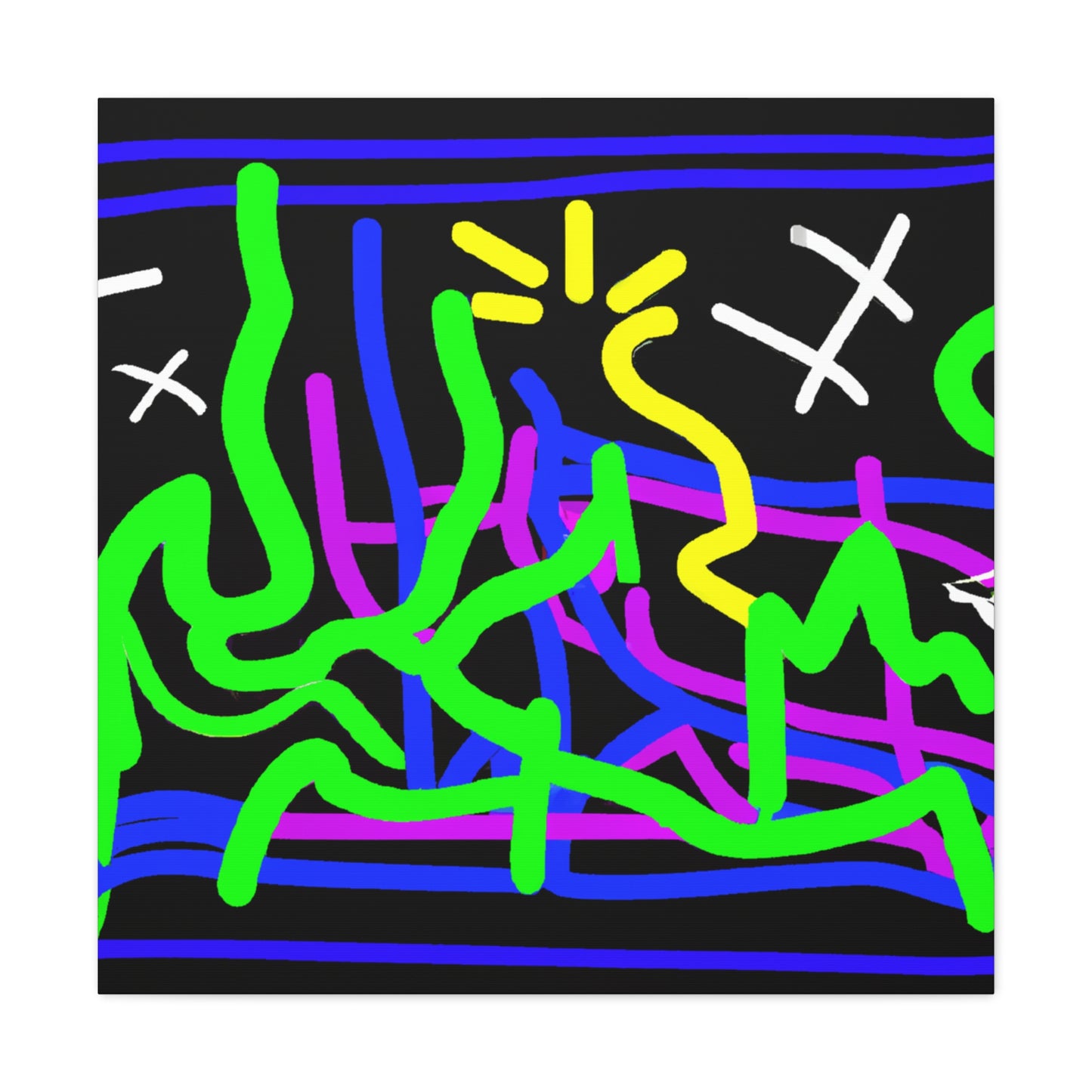 "Keith Haring Inspired Aurora Borealis Canvas Prints" by PenPencilArt