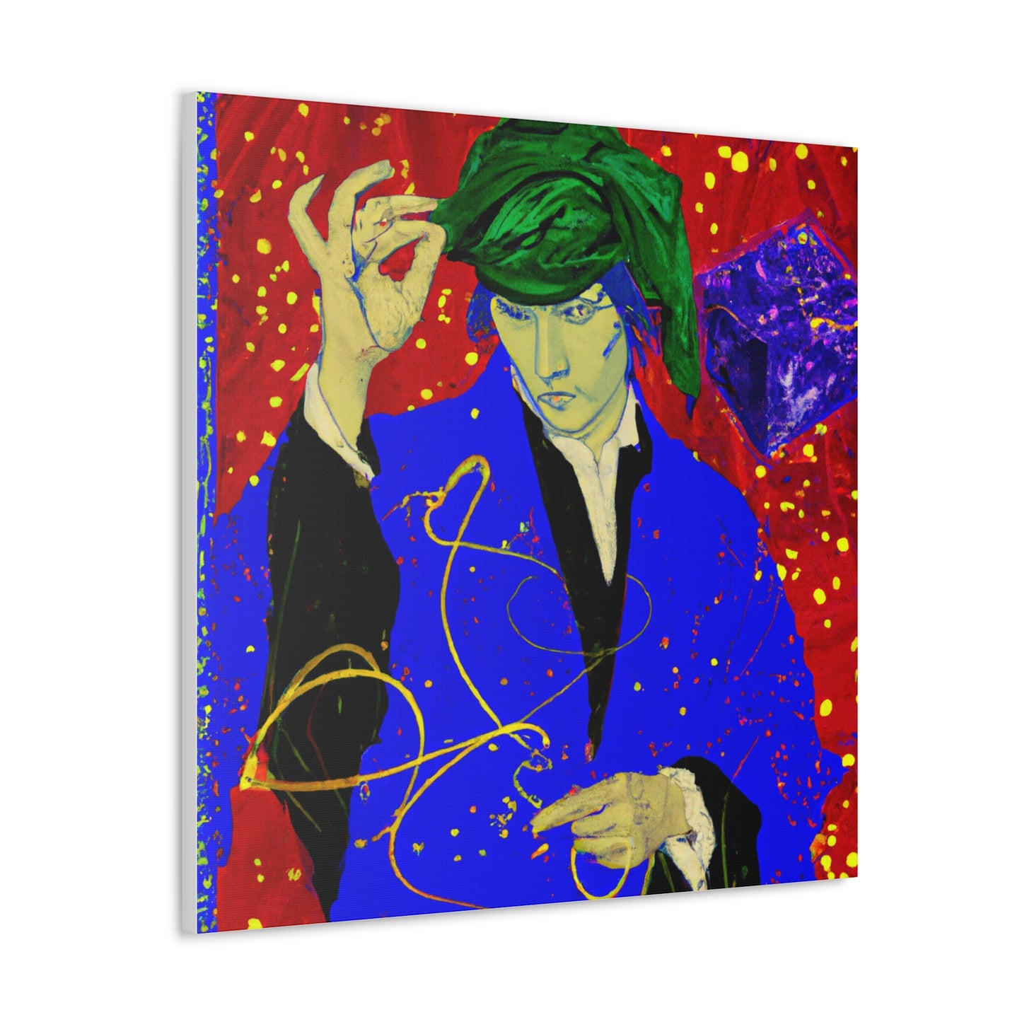 "Artistic Jackson Pollock-Inspired Canvas Print of a Magician" by PenPencilArt