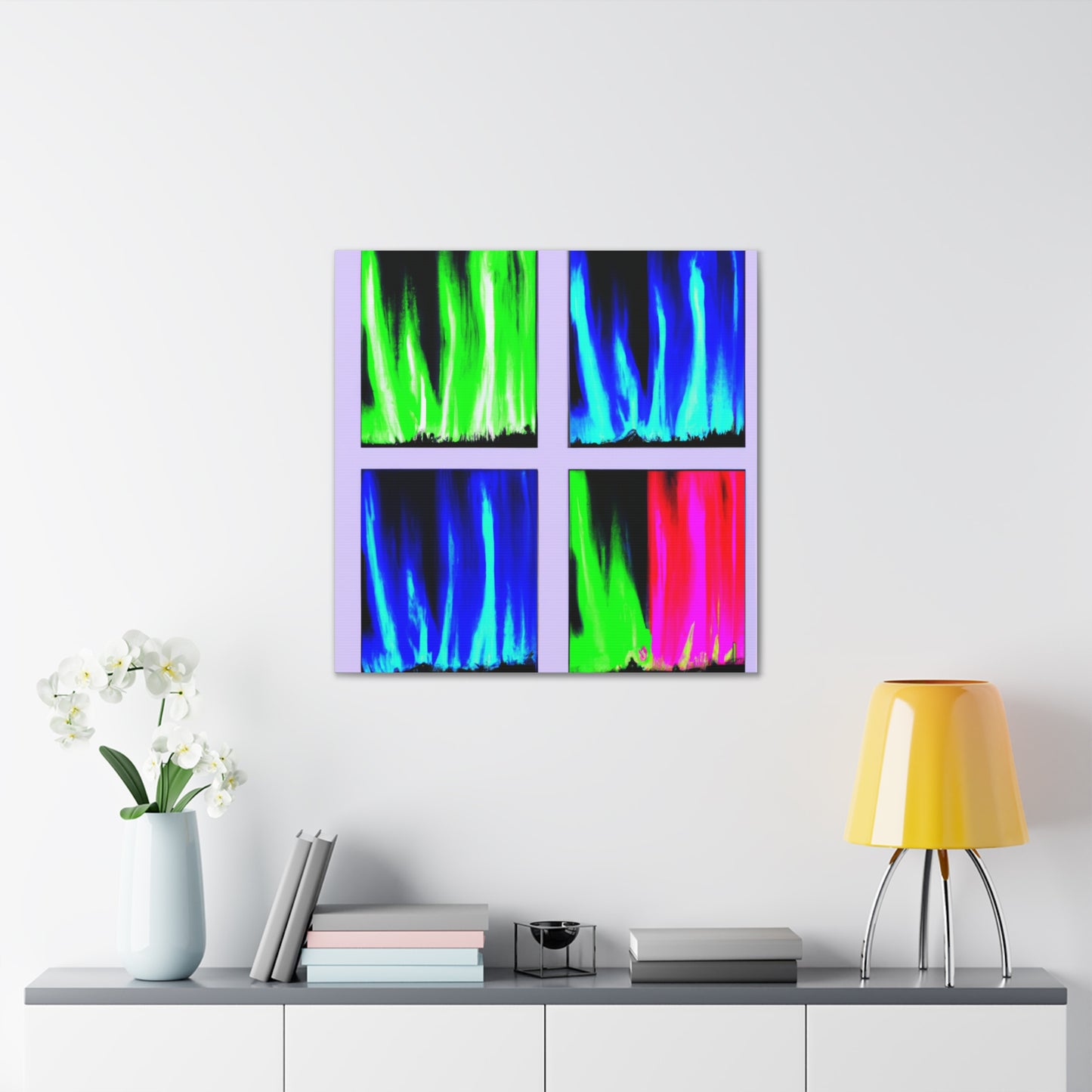 "Andy Warhol Inspired Aurora Borealis Canvas Print" by PenPencilArt