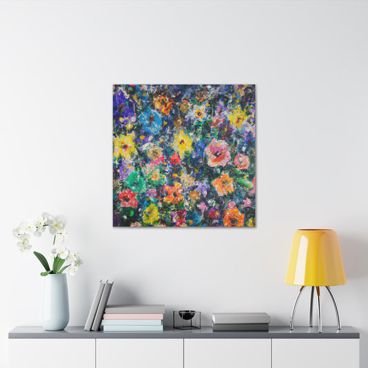 "Flowers in a Style Inspired by Jackson Pollock - Canvas Prints" by PenPencilArt