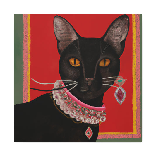 "Frida Kahlo Inspired Black Cat Canvas Print | Stylish Wall Art" by PenPencilArt