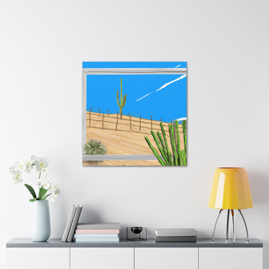 "Artistic Desert Landscape Inspired by David Hockney Canvas Print" by PenPencilArt