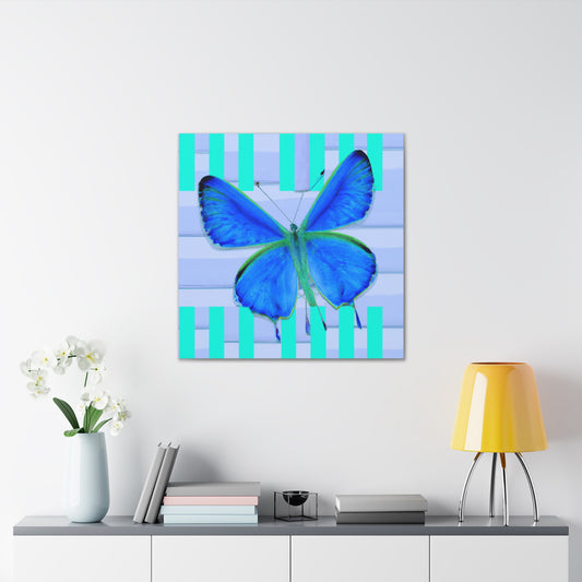 "David Hockney Inspired Blue Butterfly Canvas Print" by PenPencilArt