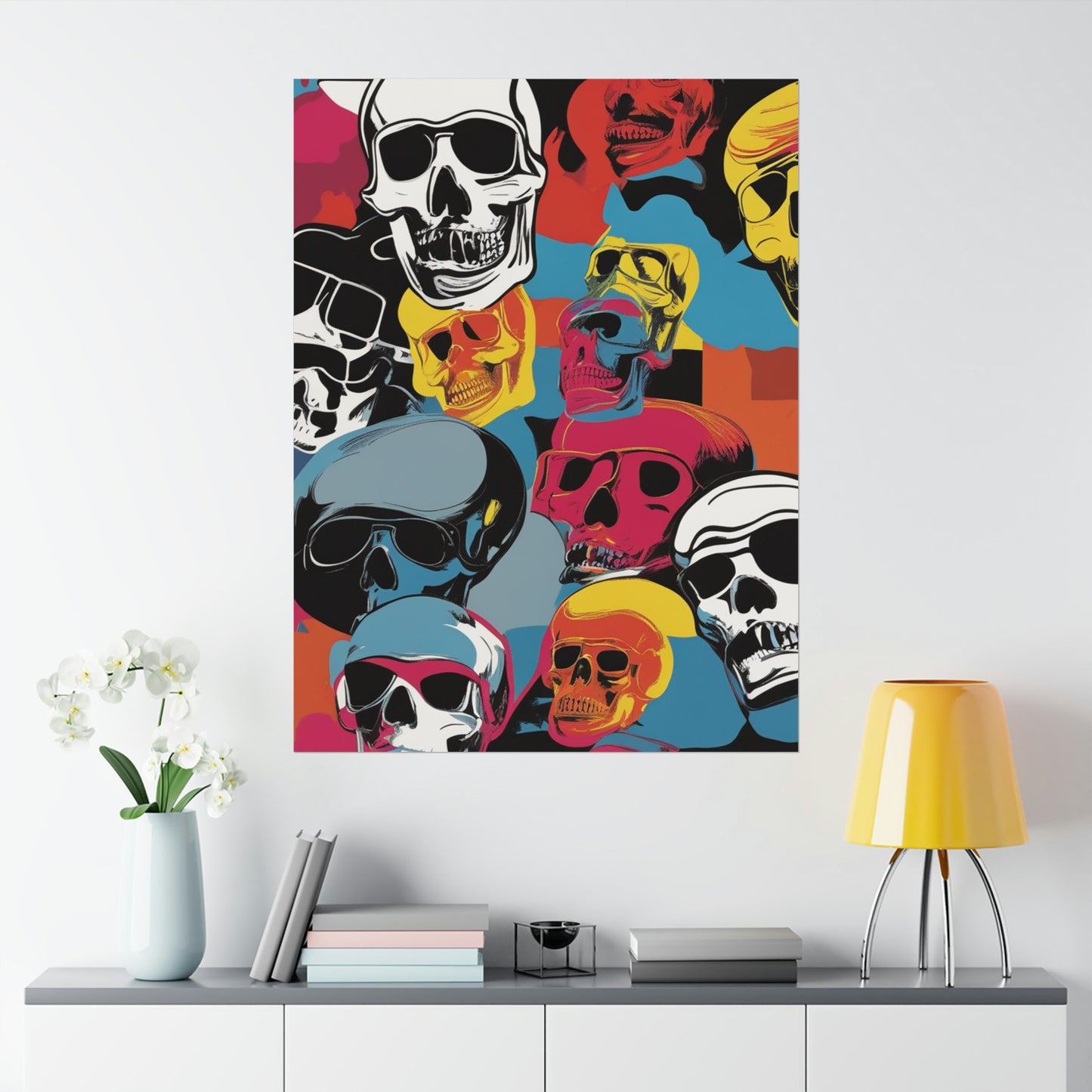 "Vibrant Pop Art Poster of Death - Andy Warhol Inspired" by PenPencilArt