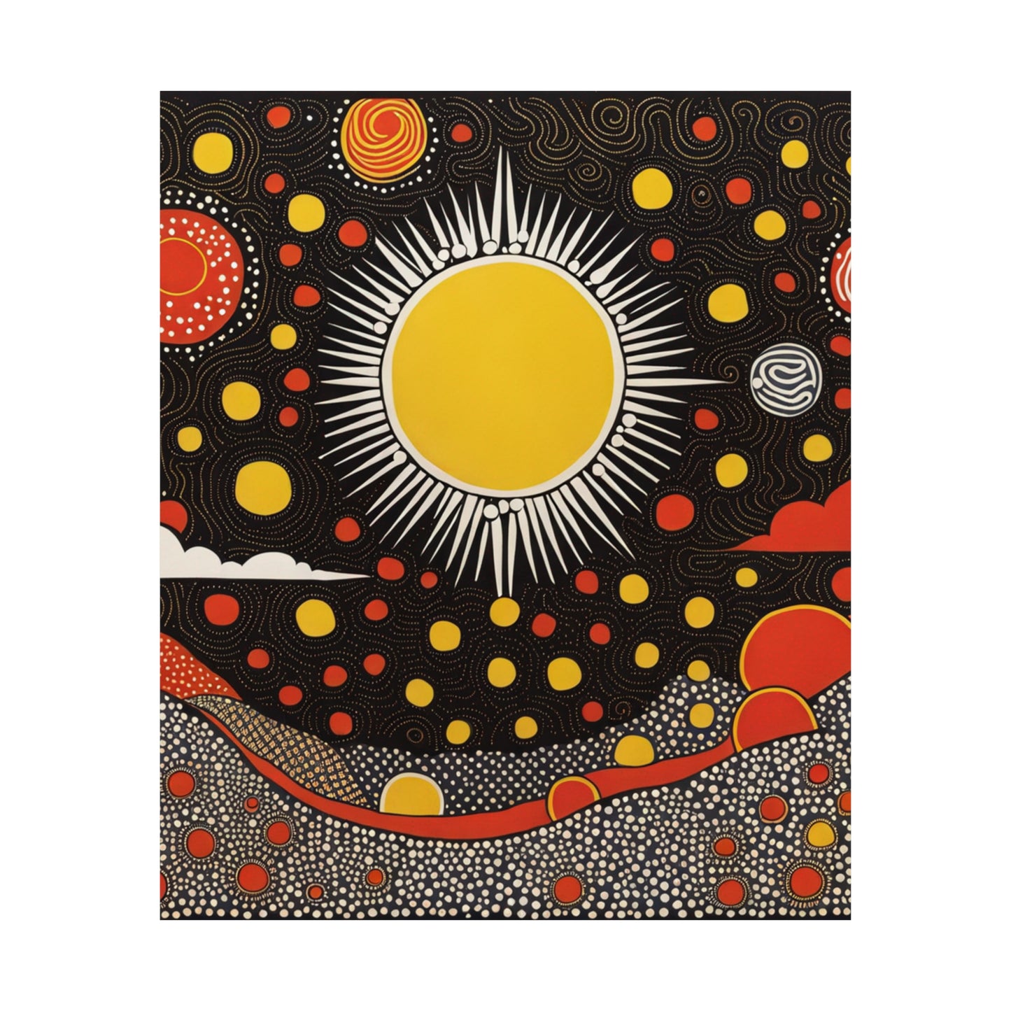 "Yayoi Kusama Inspired Sun Poster Print" by PenPencilArt