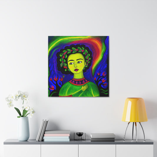 "Aurora Borealis Canvas Print in Frida Kahlo-Inspired Style" by PenPencilArt