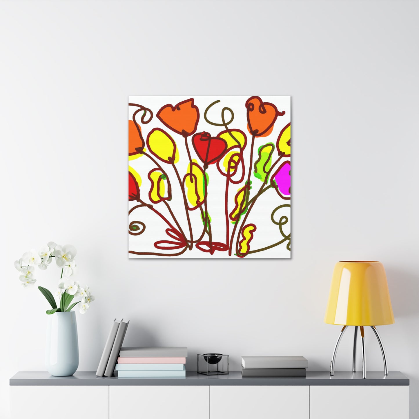 "Vibrant Flower Canvas Prints Inspired by Peter Max" by PenPencilArt