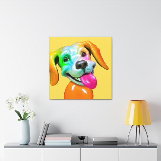 "A Cheerful Dog Canvas Print Influenced by Jeff Koons" by PenPencilArt