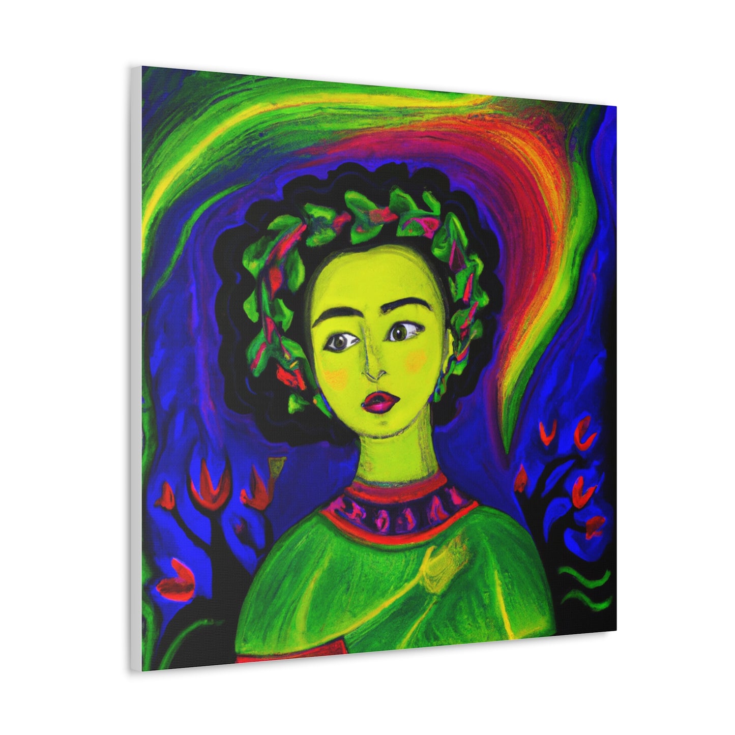 "Aurora Borealis Canvas Print in Frida Kahlo-Inspired Style" by PenPencilArt