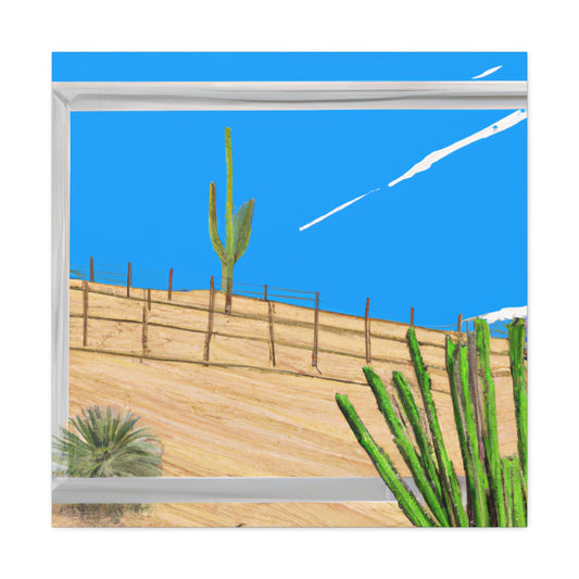 "Artistic Desert Landscape Inspired by David Hockney Canvas Print" by PenPencilArt