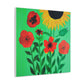 "Flowers in Banksy-Inspired Canvas Prints" by PenPencilArt
