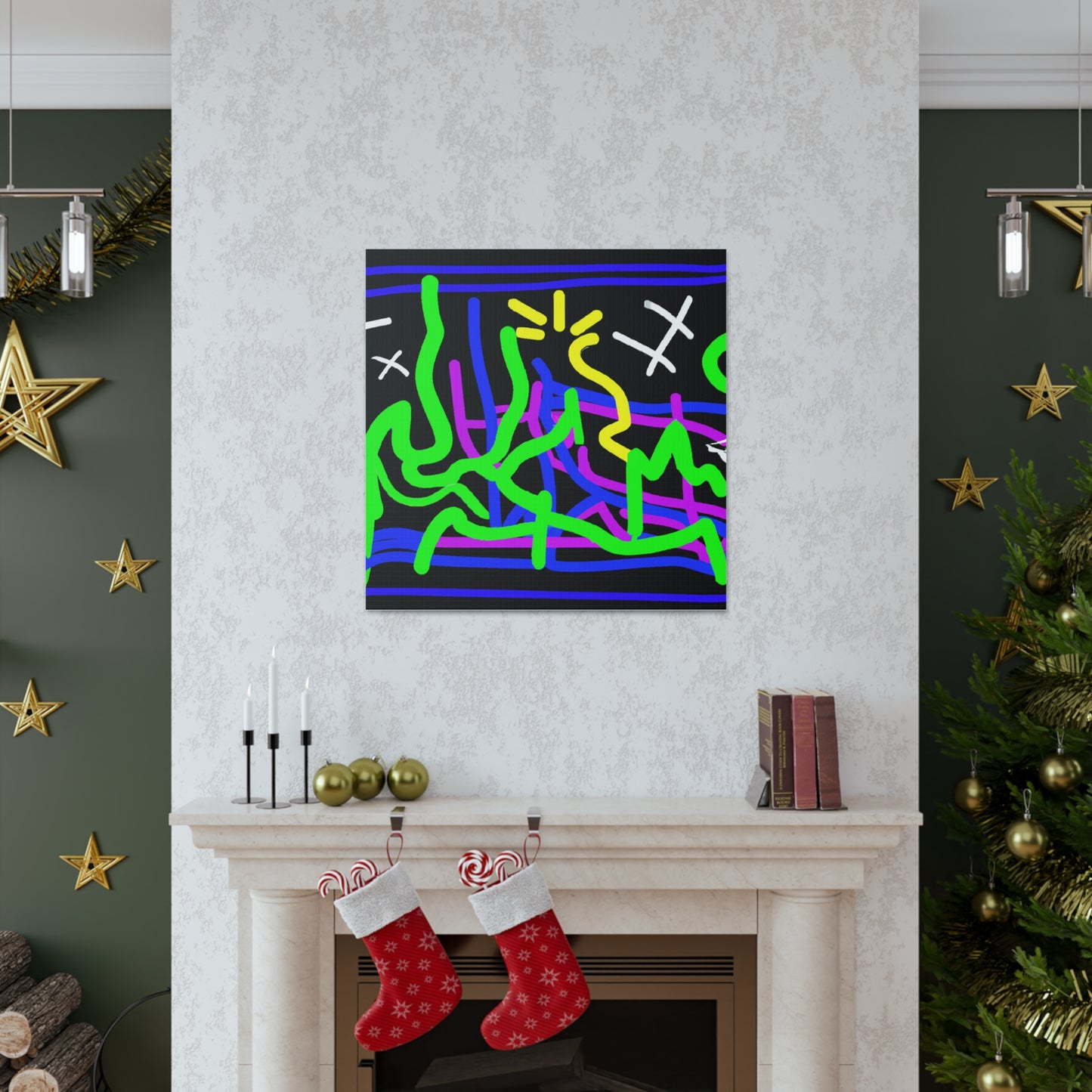 "Keith Haring Inspired Aurora Borealis Canvas Prints" by PenPencilArt