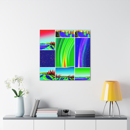 "Aurora Borealis Canvas Print - David Hockney Inspired Style" by PenPencilArt