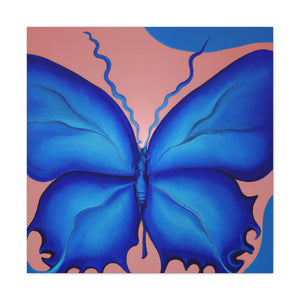 "Blue Butterfly Canvas Print Inspired by Georgia O'Keeffe" by PenPencilArt