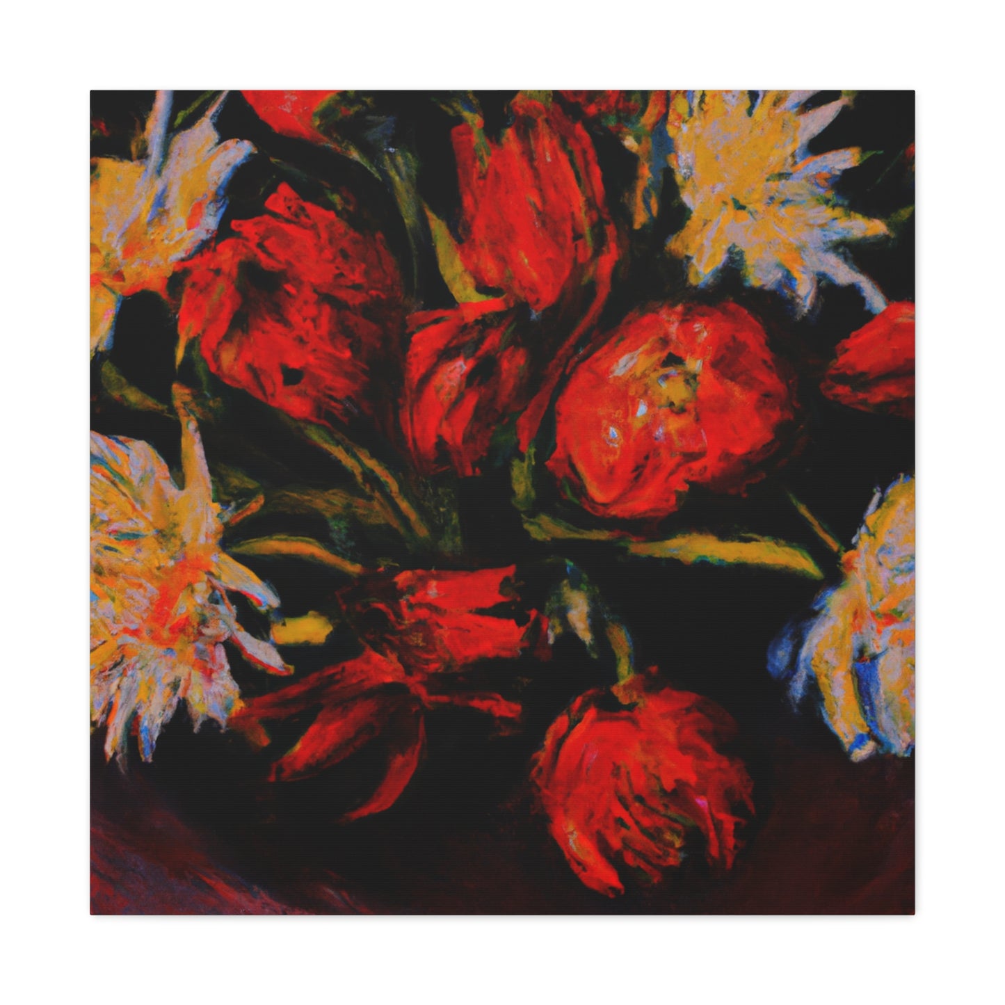 "Bright and Bold Flower Canvas Prints in the Style of Clyfford Still" by PenPencilArt