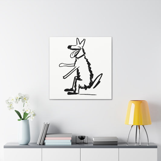 "Banksy-Inspired Happy Dog Canvas Print" by PenPencilArt