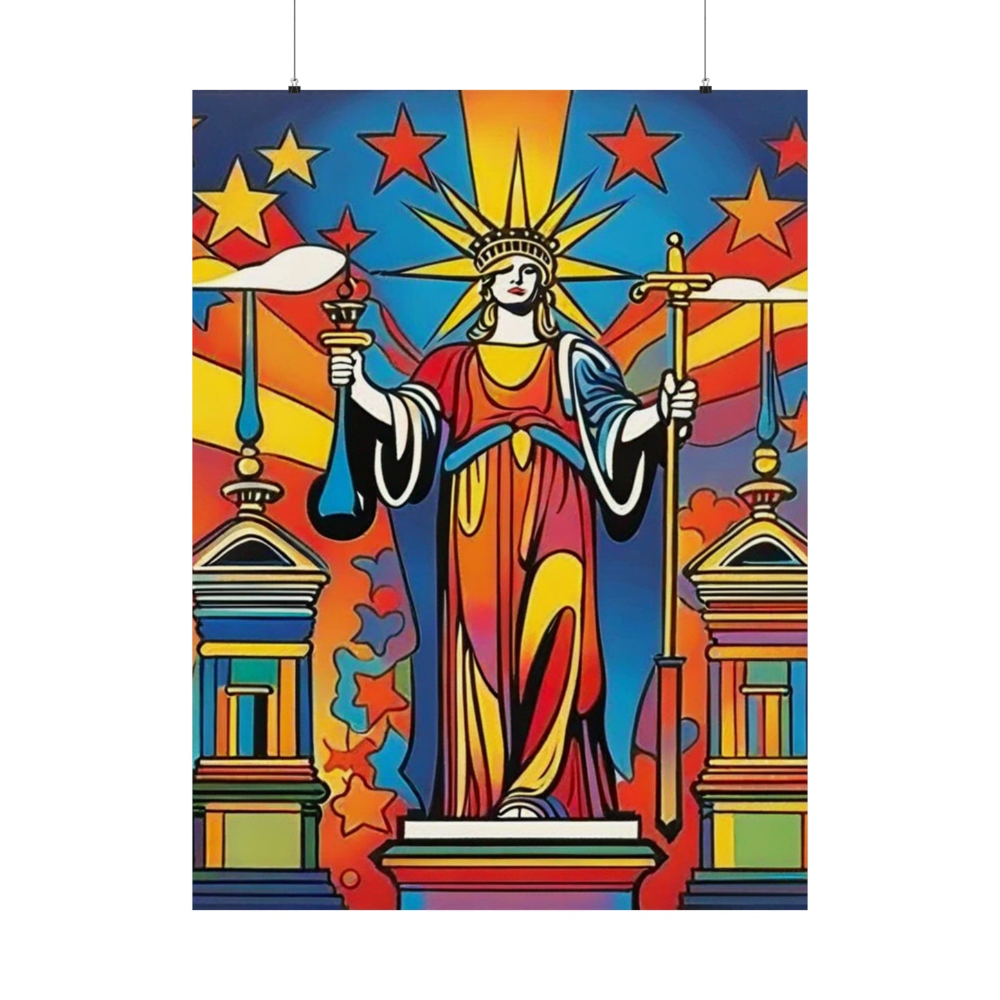 "Peter Max Inspired Justice Poster Prints" by PenPencilArt