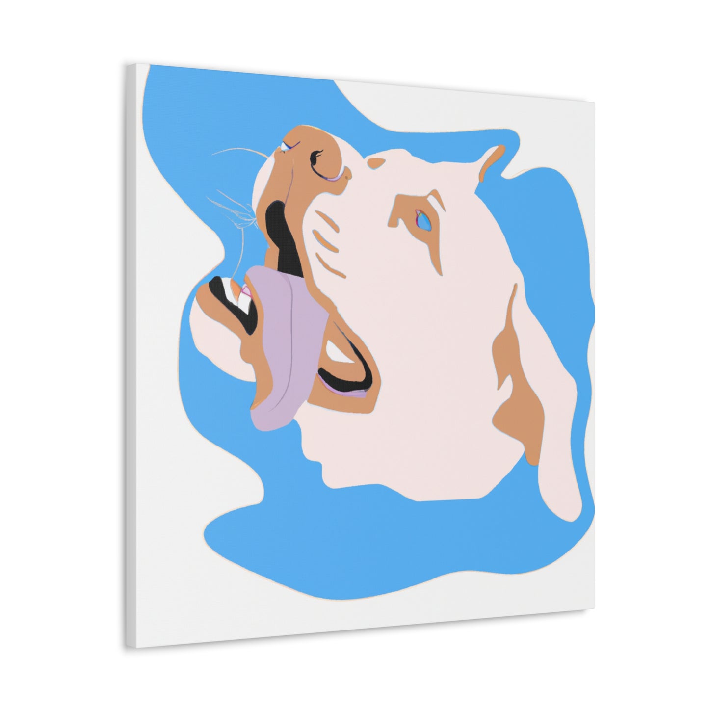 "Happy Dog Canvas Print in a Georgia O'Keeffe Inspired Style" by PenPencilArt