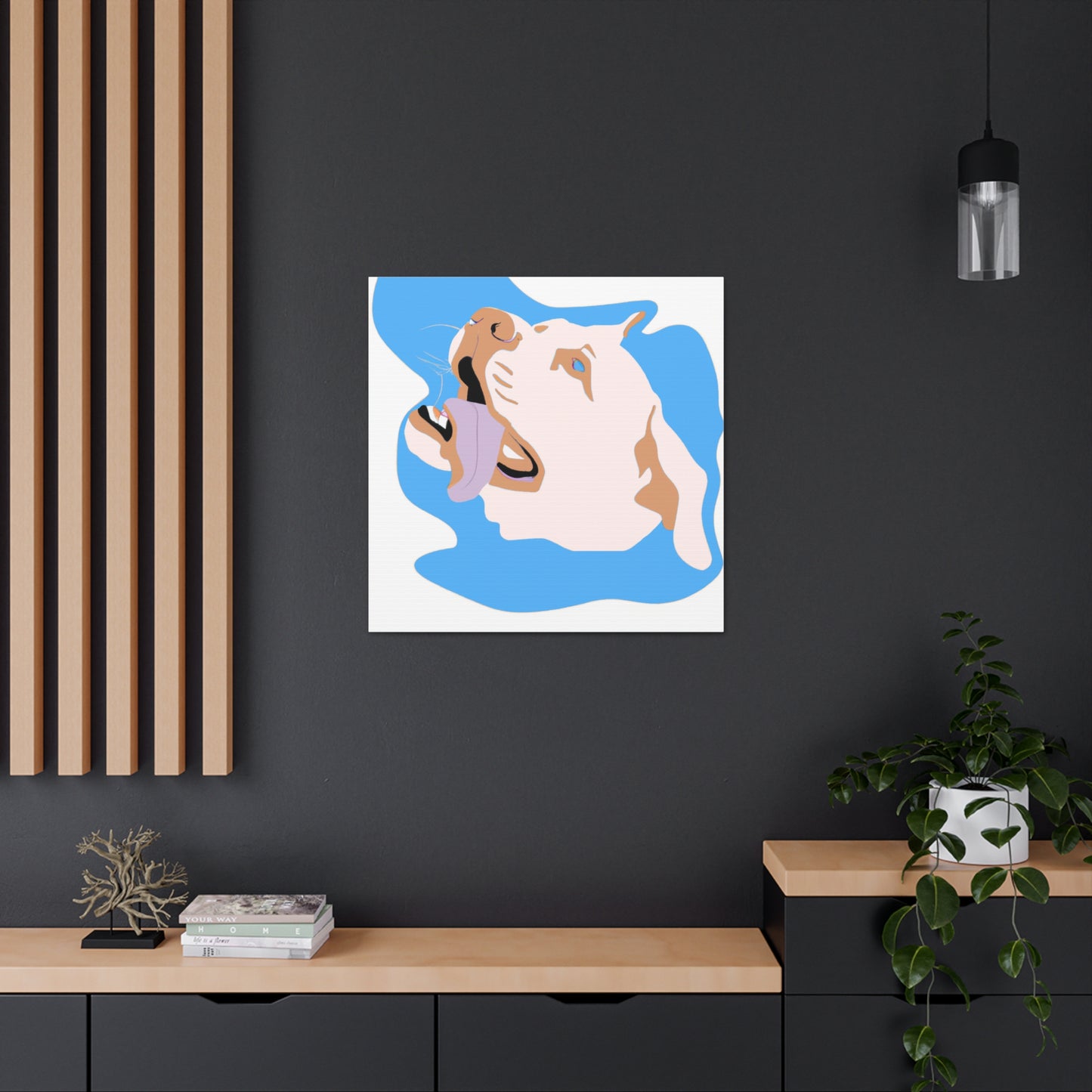 "Happy Dog Canvas Print in a Georgia O'Keeffe Inspired Style" by PenPencilArt