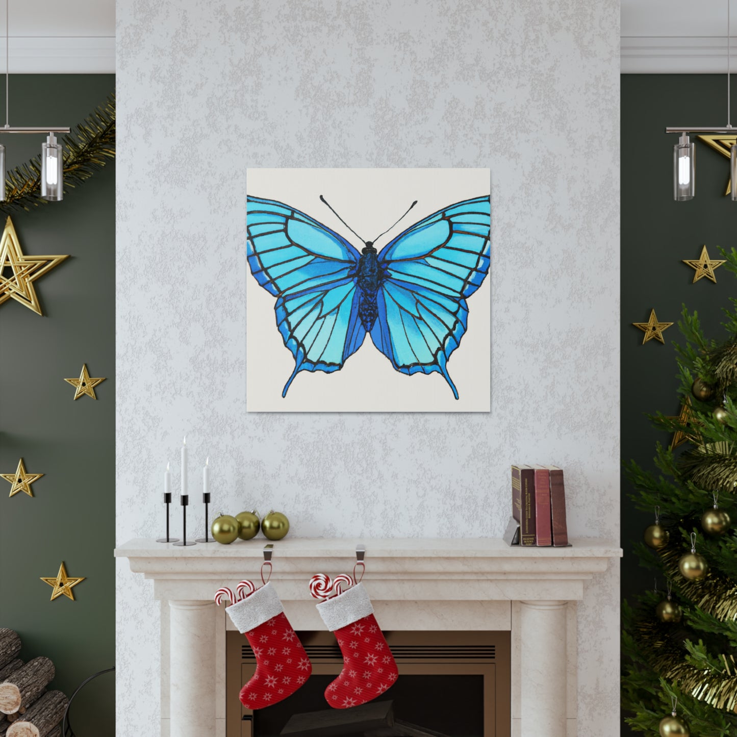 "Hariton Pushwagner Inspired Blue Butterfly Canvas Print" by PenPencilArt