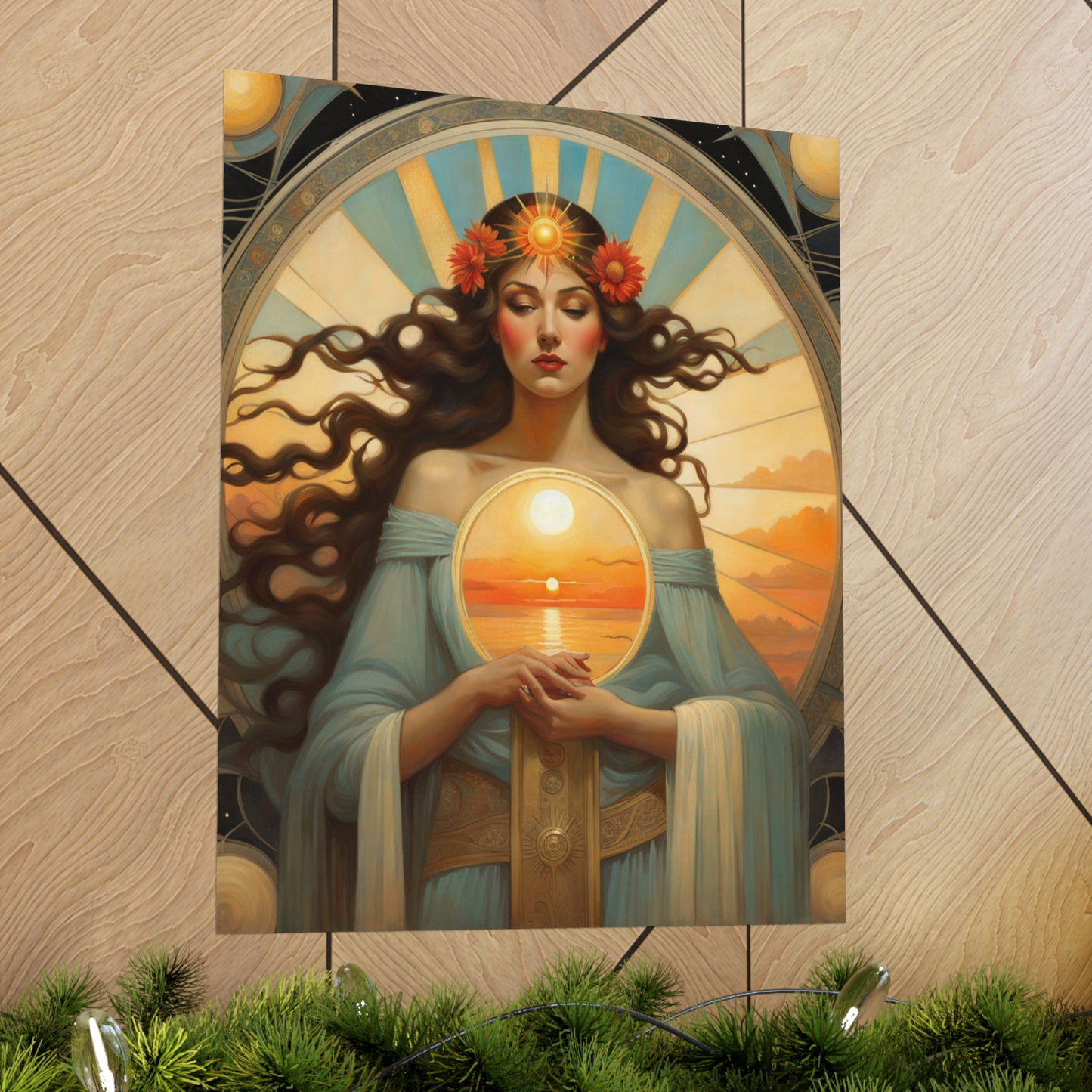 "Fine Art Poster Prints Inspired by Tom Bagshaw, Lawrence Alma-Tadema, and Alphonse Mucha's Portrayal of the Sun" by PenPencilArt