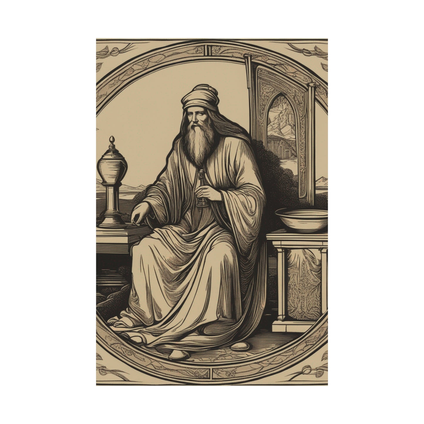 "Stylish Poster Print of The Hermit Inspired by Leonardo da Vinci" by PenPencilArt