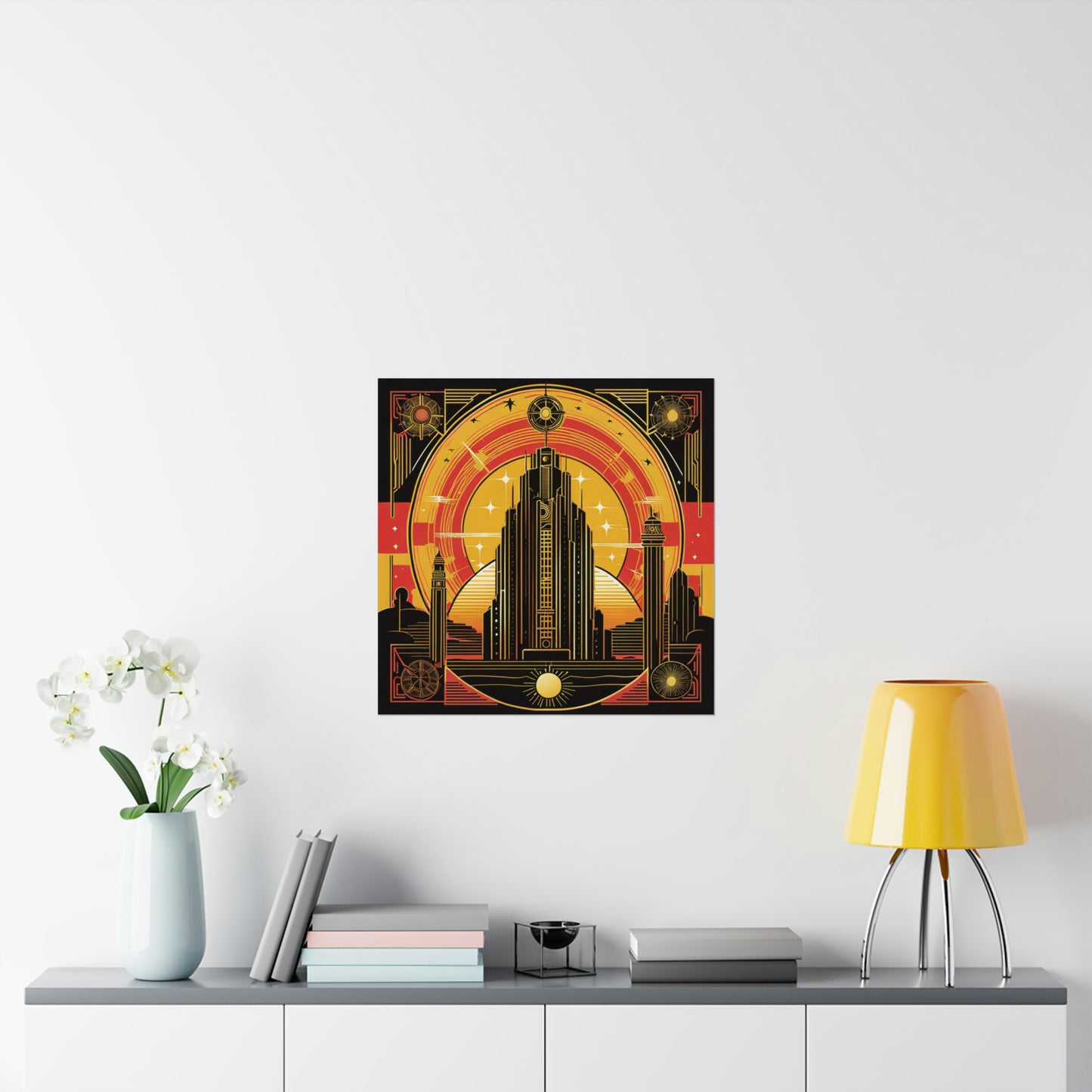 "Neo-Figurative Cyberpunk-Inspired Poster Print of the Sun" by PenPencilArt