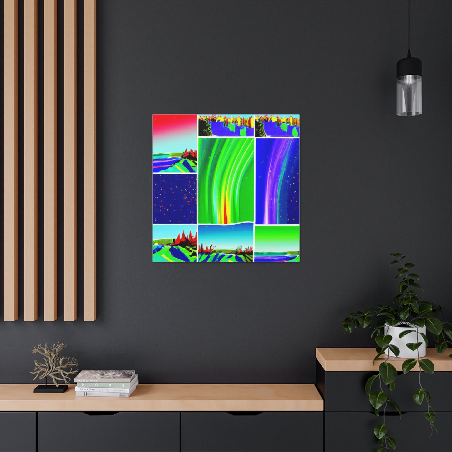 "Aurora Borealis Canvas Print - David Hockney Inspired Style" by PenPencilArt