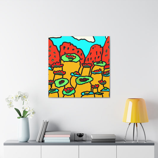 "Takashi Murakami-Inspired Desert Landscape Canvas Print" by PenPencilArt