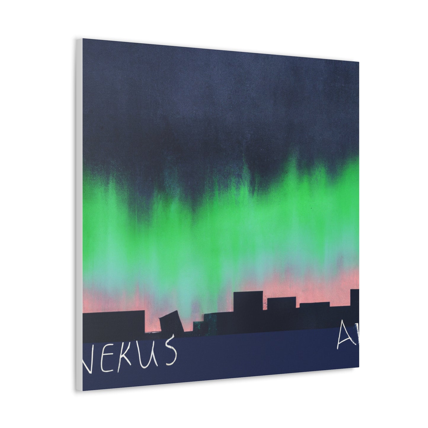 "Banksy-Inspired Aurora Borealis Canvas Print" by PenPencilArt