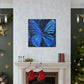 "Handcrafted Blue Butterfly Canvas Print Inspired by Mimmo Rotella" by PenPencilArt