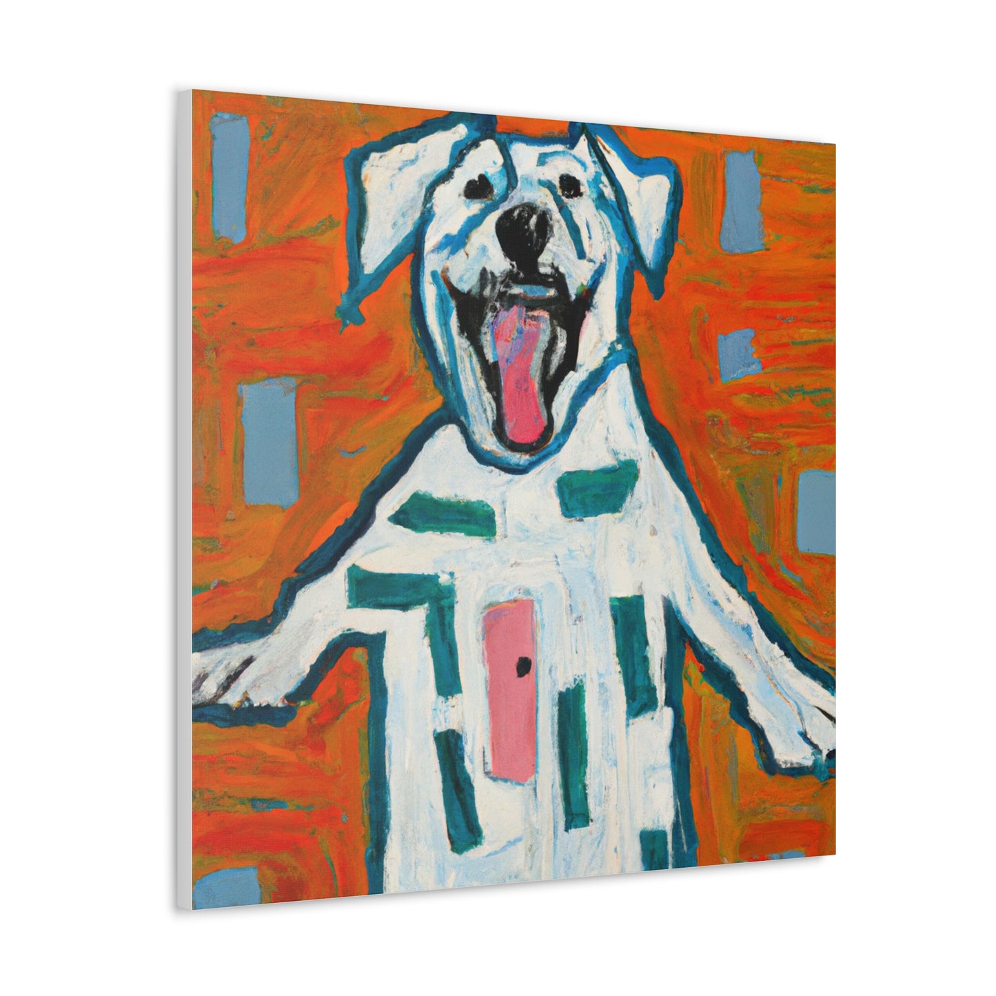 "Canvas Print of 'Happy Dog' Inspired by Jasper Johns Art" by PenPencilArt