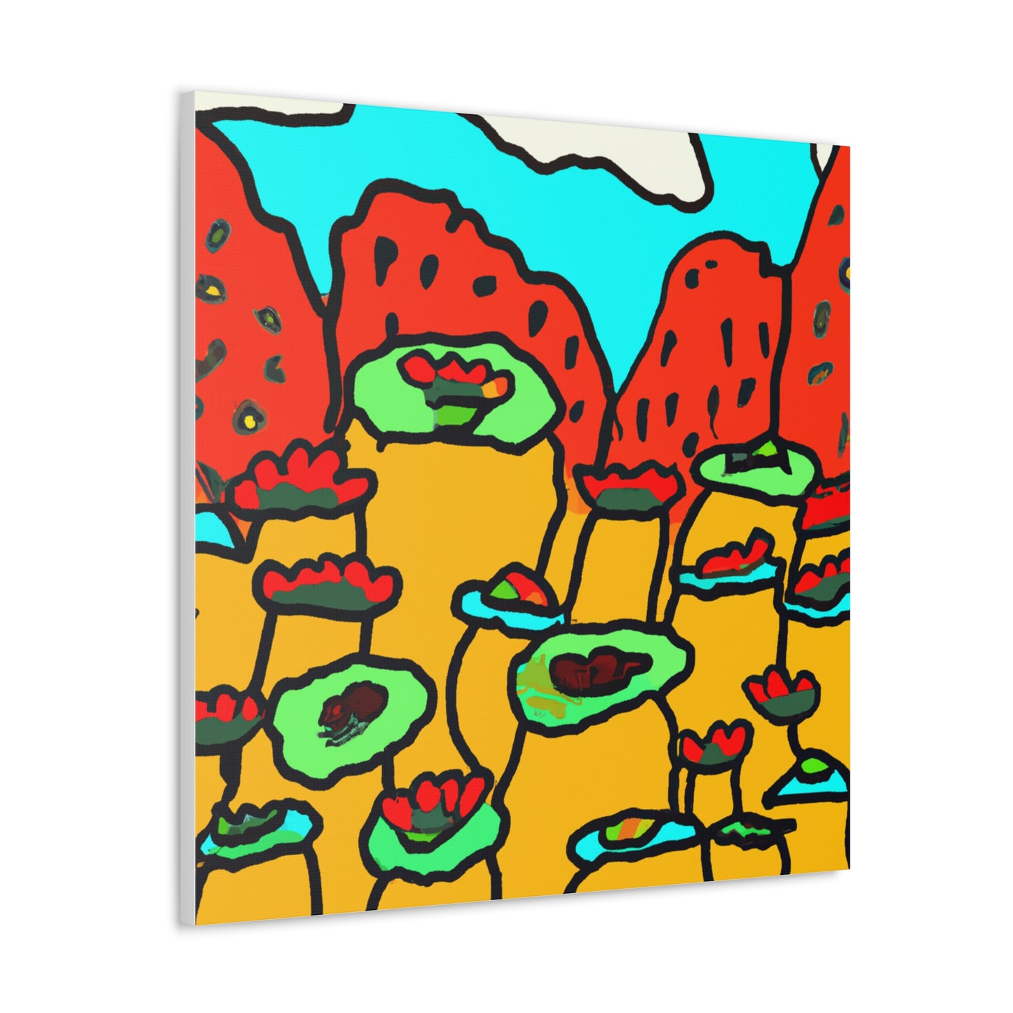 "Takashi Murakami-Inspired Desert Landscape Canvas Print" by PenPencilArt