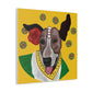 "Happy Dog in Frida Kahlo Inspired Canvas Print" by PenPencilArt