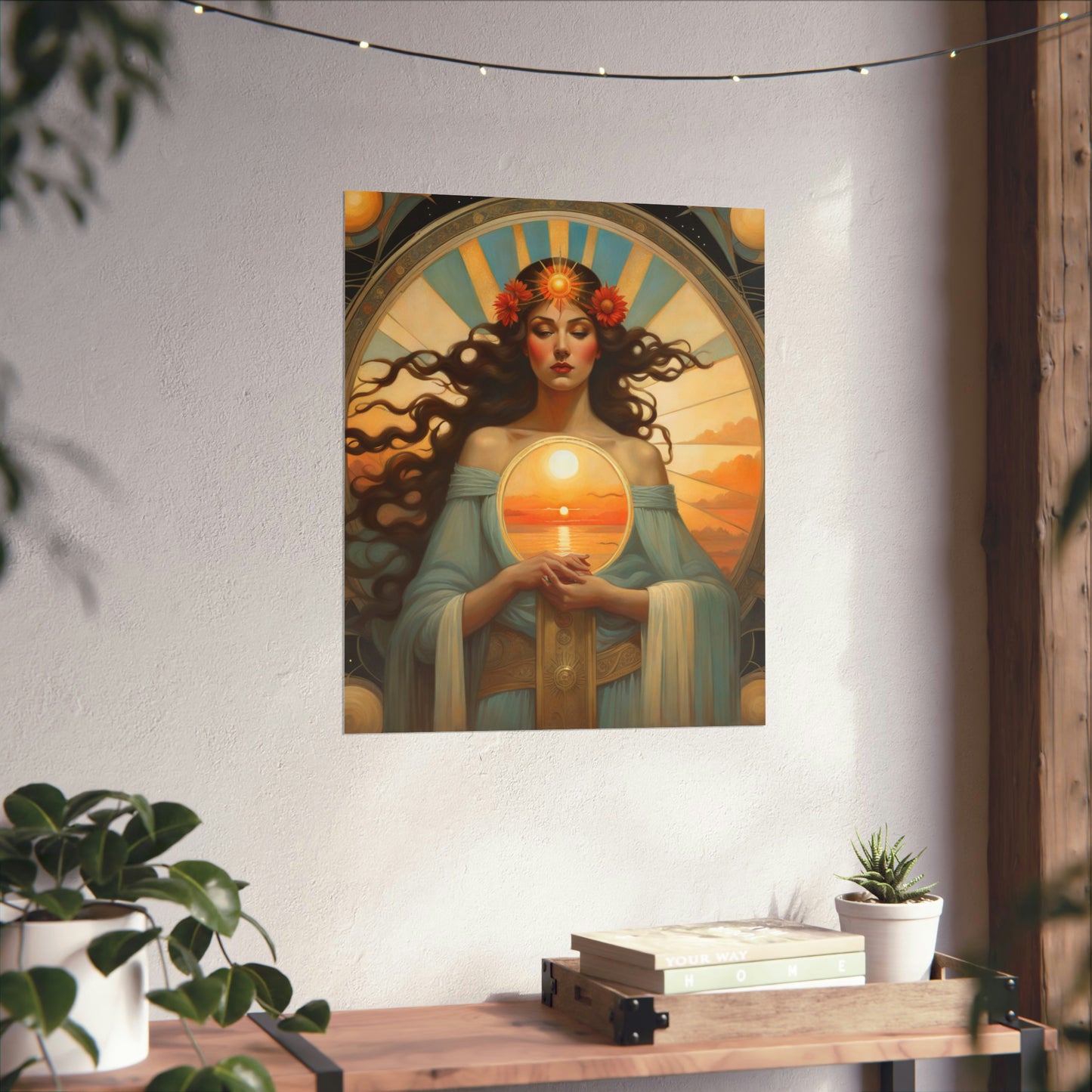 "Fine Art Poster Prints Inspired by Tom Bagshaw, Lawrence Alma-Tadema, and Alphonse Mucha's Portrayal of the Sun" by PenPencilArt