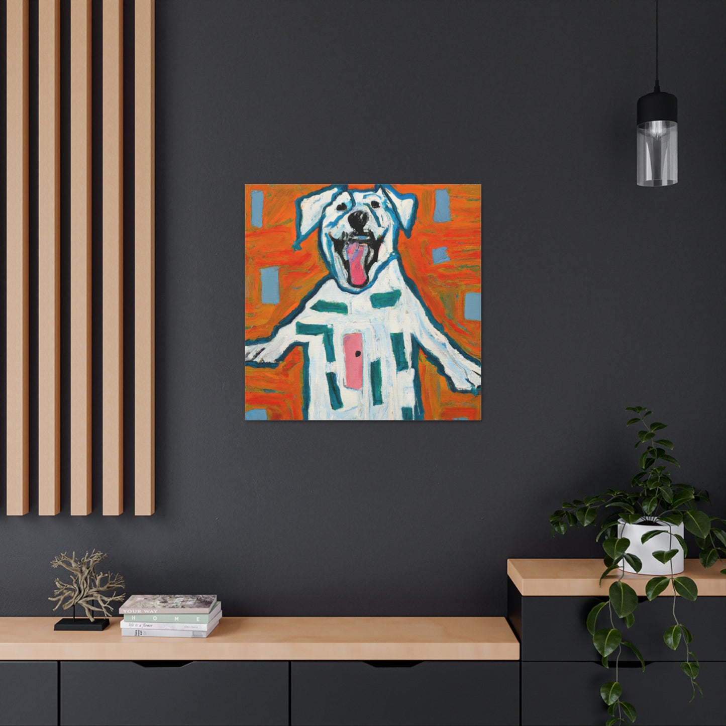 "Canvas Print of 'Happy Dog' Inspired by Jasper Johns Art" by PenPencilArt