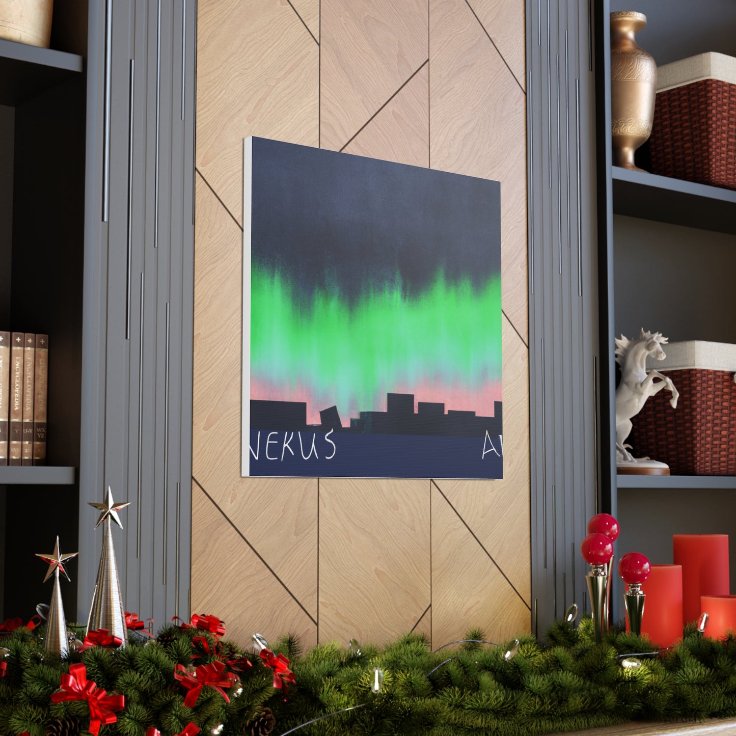 "Banksy-Inspired Aurora Borealis Canvas Print" by PenPencilArt