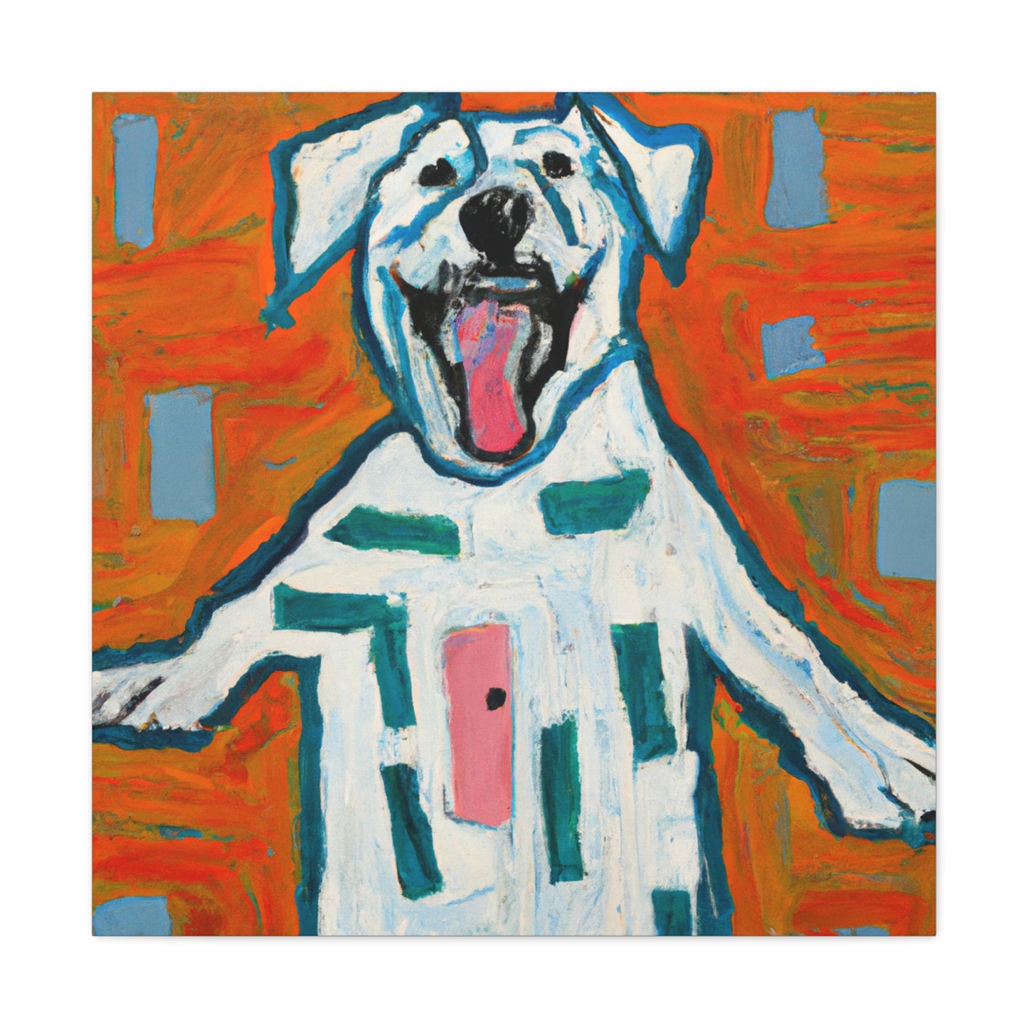 "Canvas Print of 'Happy Dog' Inspired by Jasper Johns Art" by PenPencilArt