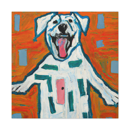 "Canvas Print of 'Happy Dog' Inspired by Jasper Johns Art" by PenPencilArt