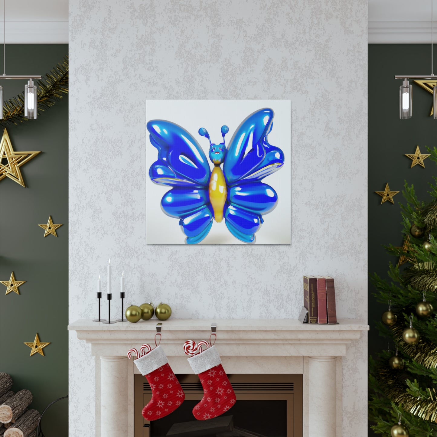 "Jeff Koons-Inspired Blue Butterfly Canvas Prints" by PenPencilArt