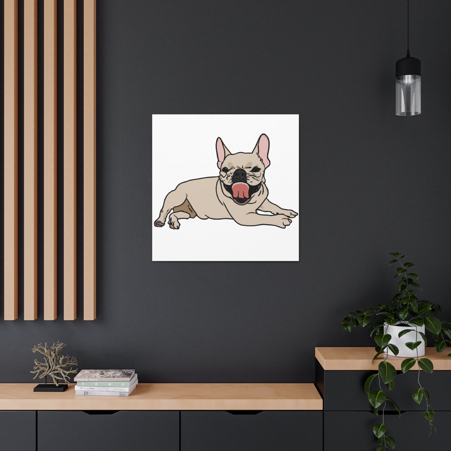 "Canvas Print of a Happy Dog with Mel Ramos Style" by PenPencilArt