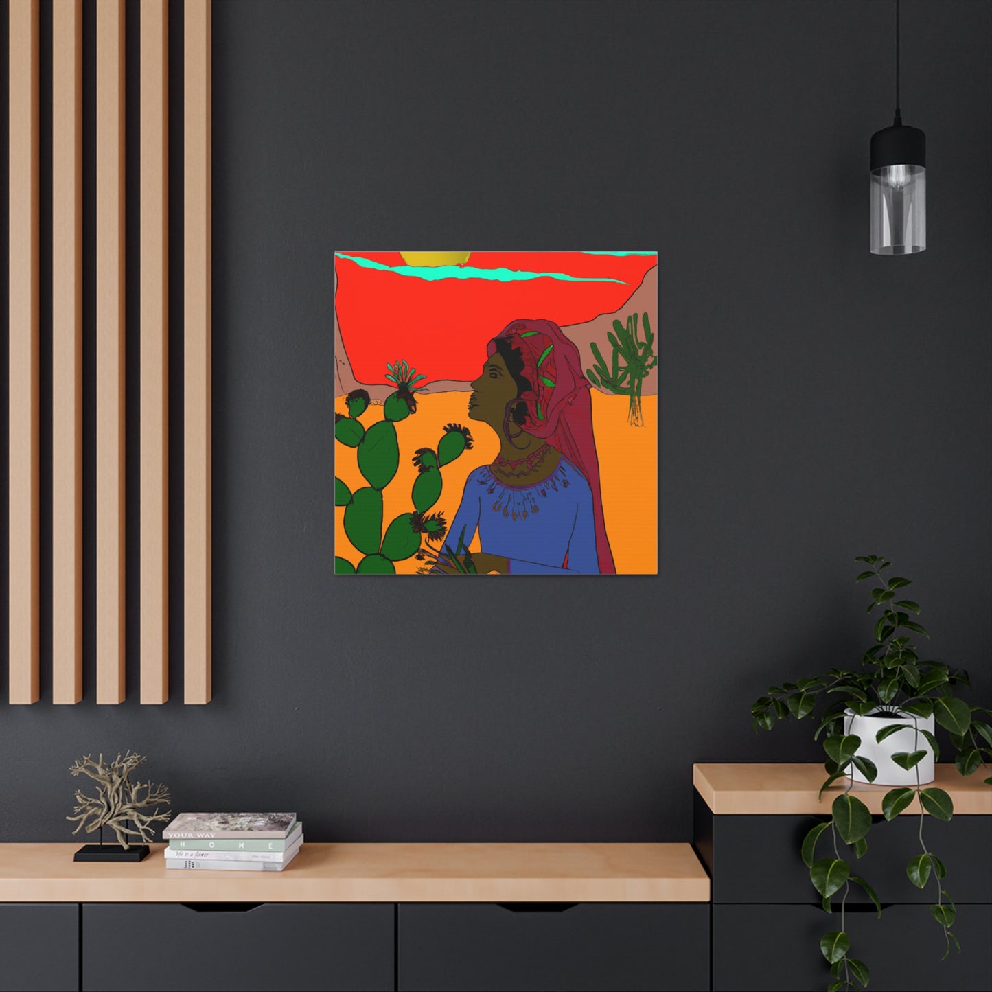 "Frida Kahlo-Inspired Desert Landscape Canvas Print" by PenPencilArt