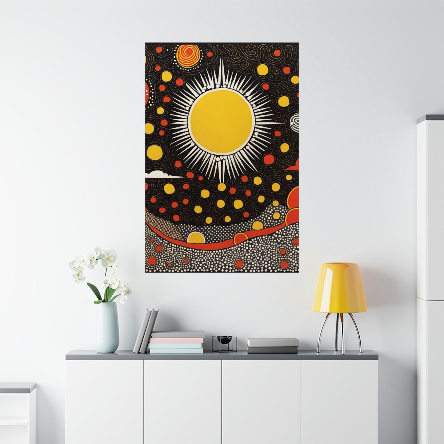 "Yayoi Kusama Inspired Sun Poster Print" by PenPencilArt