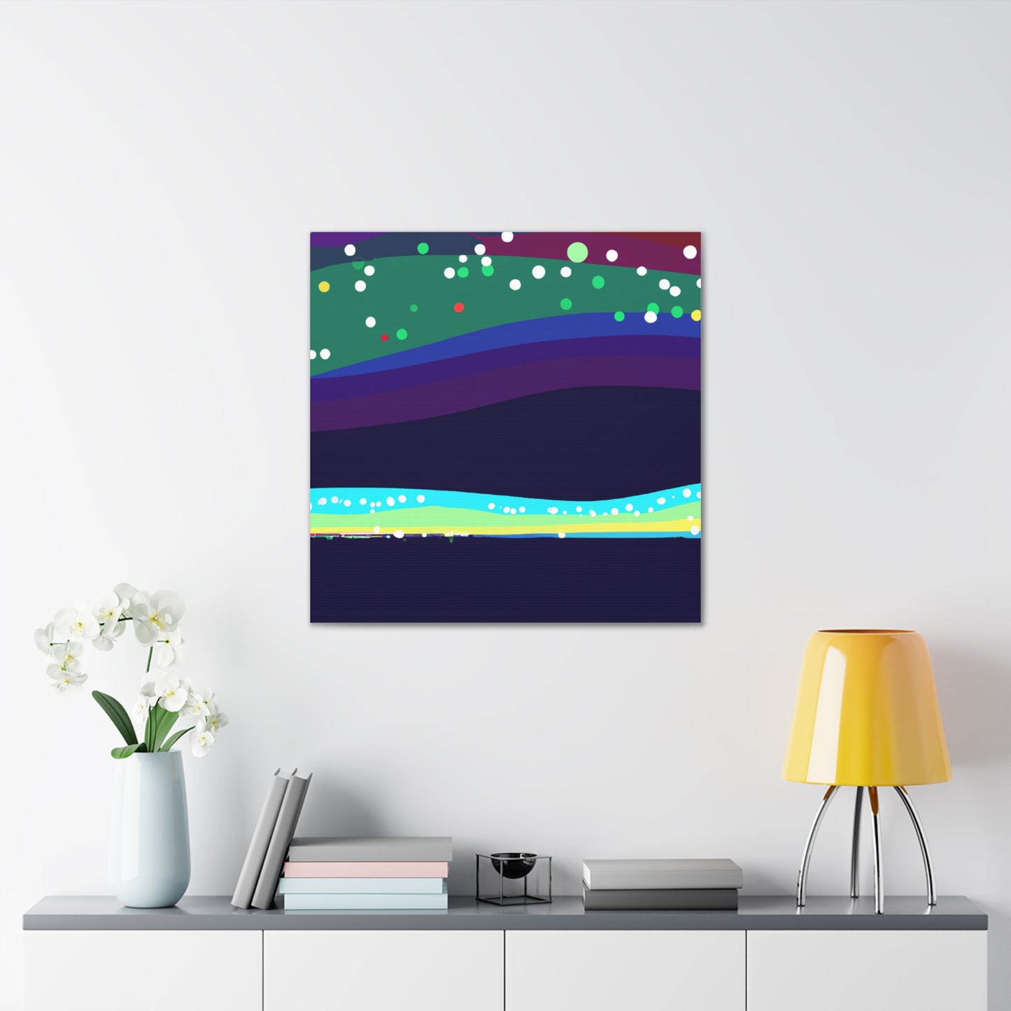 "Modern Art-Inspired Aurora Borealis Canvas Print" by PenPencilArt