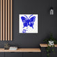 "Blue Butterfly Canvas Print in Banksy Inspired Style - A Creative Wall Art Piece". by PenPencilArt