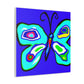 "Peter Max-Inspired Blue Butterfly Canvas Print" by PenPencilArt