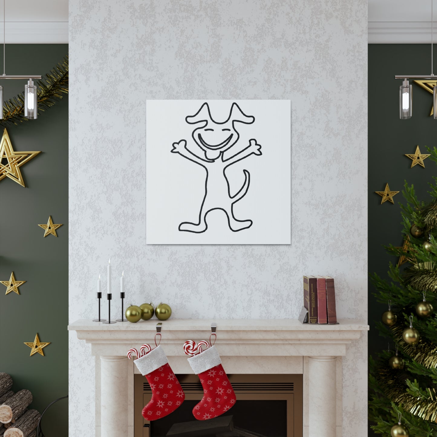 "Happy Dog Canvas Print Inspired by Keith Haring" by PenPencilArt