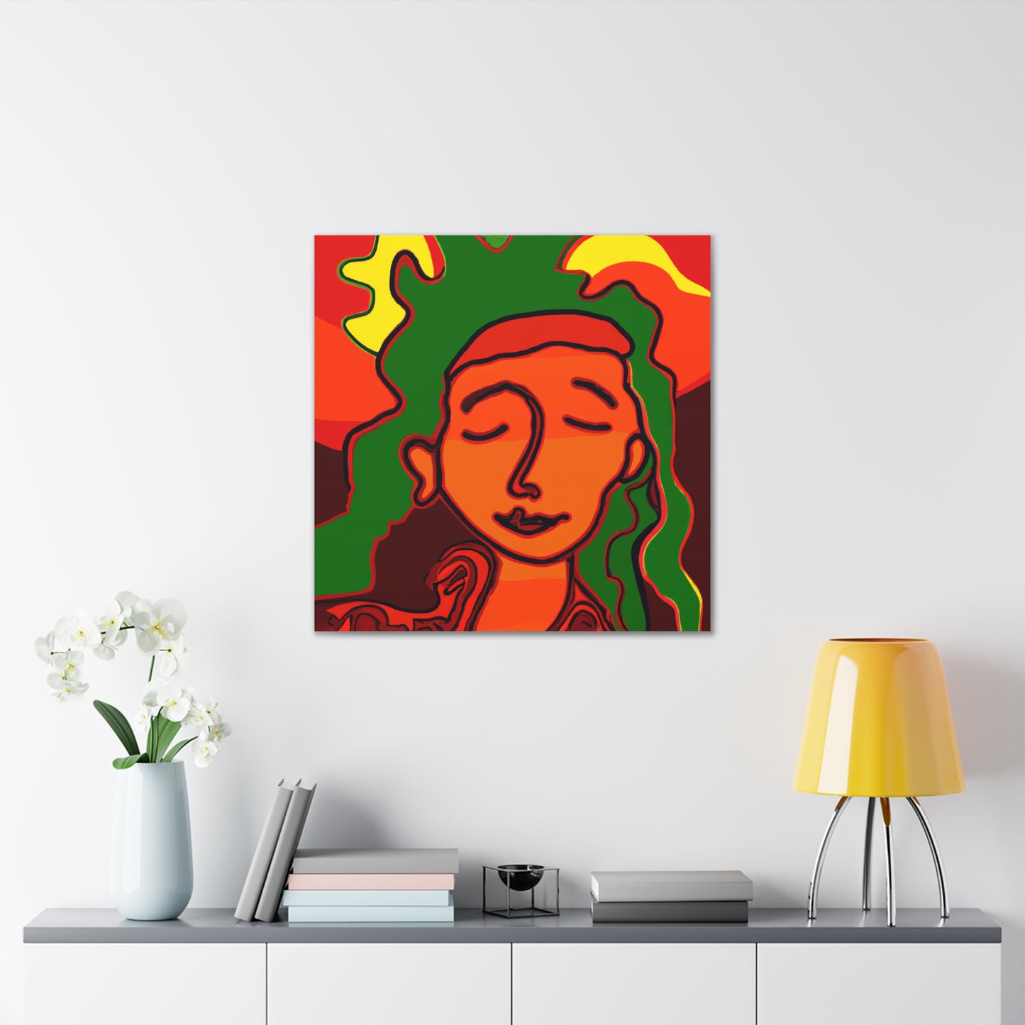 "Frida Kahlo-Style Sunrise Canvas Print" by PenPencilArt